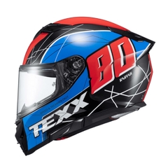 Capacete Texx Kaiman c/ Óculos Vector Azul Vermelho Preto