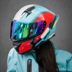 Capacete Texx Raptor Hornet Fechado Azul Vermelho e Branco