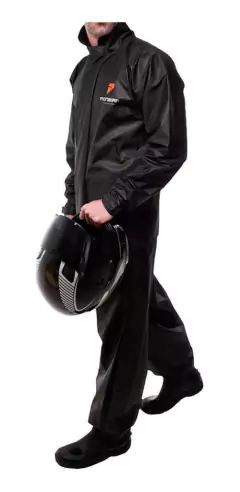 Capa Roupa Chuva Pvc Preta Moto Motoqueiro Com Gola - loja online