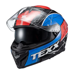Capacete Texx Kaiman c/ Óculos Vector Azul Vermelho Preto - comprar online