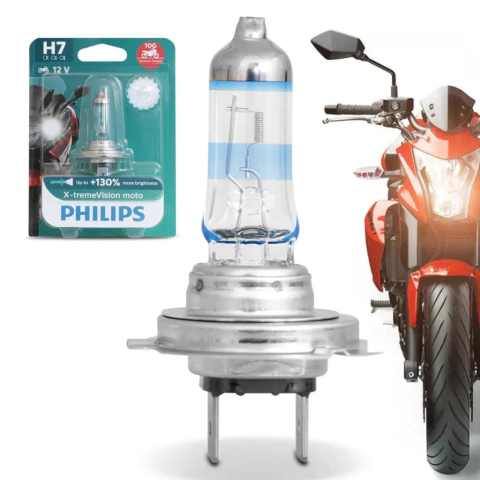 Philips Lampada Farol Moto H7 X-treme Vision 55w +130% Luz
