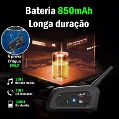 Intercomunicador Para Capacete V6 Pro 1200 Ejeas - Unidade