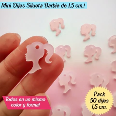 50 MINI DIJES DE 1,5 CM. SILUETA BARBIE