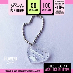 DIJES COLGANTES ACRILICO GLITTER C/CADENA BOLITA