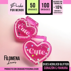 DIJES CORAZÓN C/RANURA ACRILICO GLITTER