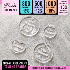 MAYORISTA DIJES/APLIQUES ACRILICO GRANDE (SOLO CRISTAL)