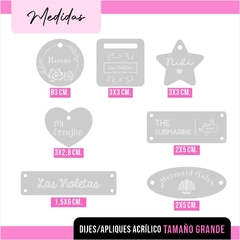 DIJES/APLIQUES ACRILICO GLITTER TAMAÑO GRANDE - comprar online