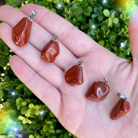 Pingente de Jaspe Vermelho Prateado - Proteção e Vitalidade