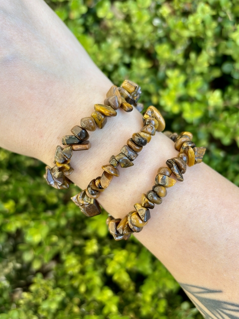 Pulseira de Olho de Tigre em Cascalho - Coragem e Proteção