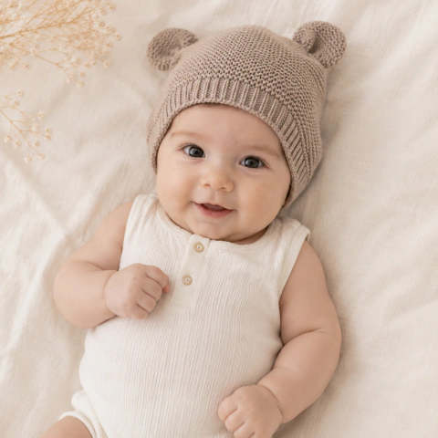 Gorrito de Hilo Orejitas Marron claro
