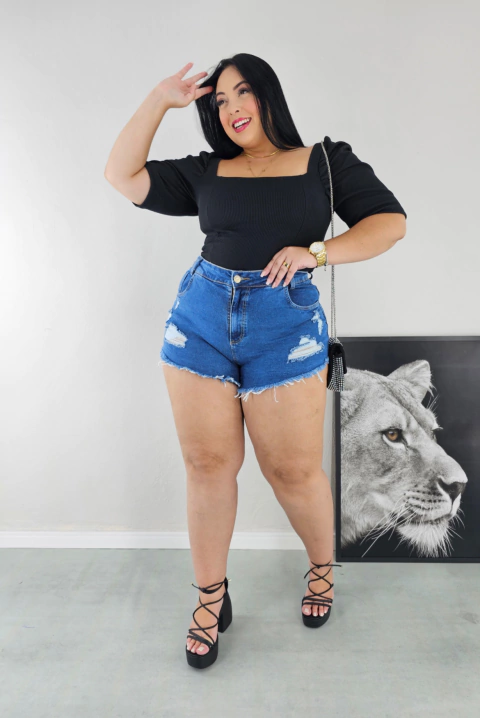 SHORT JEANS DESTROID COM LYCRA