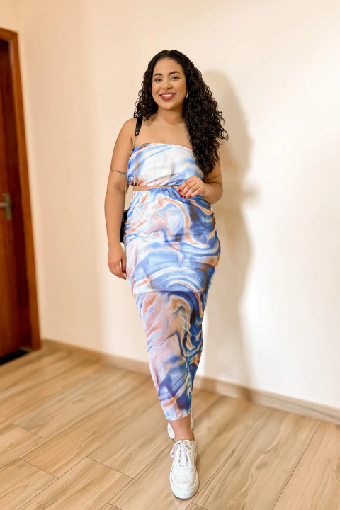 CONJUNTO DE TULE MIA AZUL PLUS SIZE - comprar online