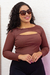 Blusa Plus Size Feminina Manga Longa com Recorte no Busto – Tamanho Único (Veste do 46 ao 56) - comprar online