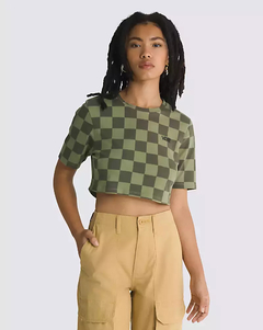 CROPPED VANS CHECKER CREW CROP II OLIVINE | VN000GB5AMBCASA