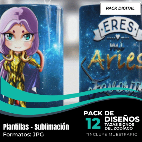 Diseños Plantillas Tazas Signos del Zodíaco Sublimacion 