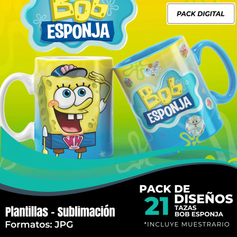 Diseños Plantillas Tazas Bob Esponja Sublimacion 