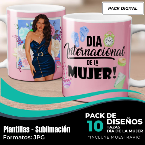 Diseños Plantillas Tazas Dia de la Mujer