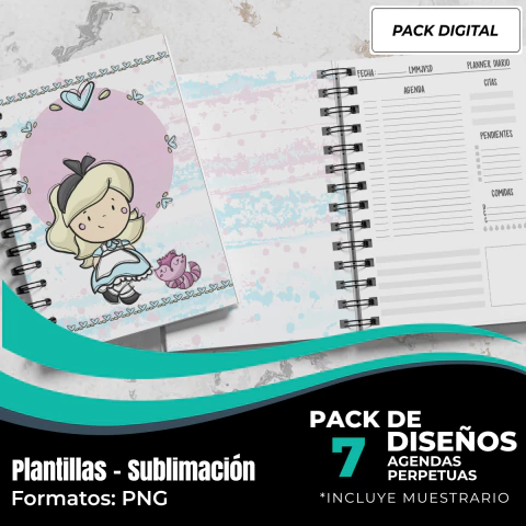 Diseños Agendas Perpetuas Alicia en el Pais de las Maravillas - Modelo 60 - comprar online