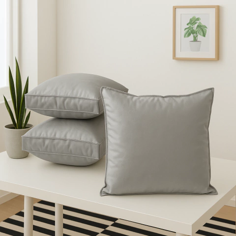 Pack x3 Almohadones Ecocuero Sillon 50x50 Gris - comprar online