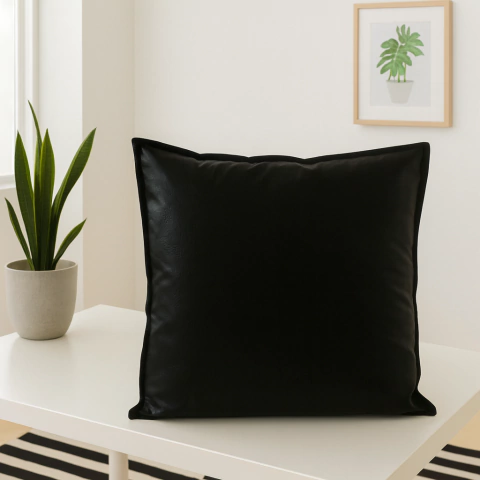 Funda para Almohadon Ecocuero Algarrobo 60x60x10 Negro - comprar online