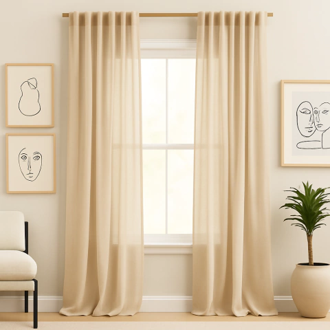 Cortina Gasa Premium dos paños - Cubre 280x210 - Arena - comprar online