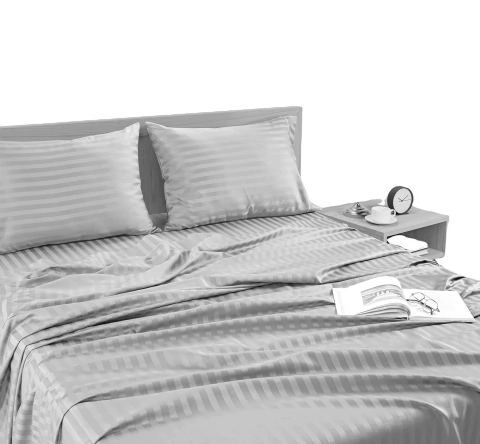 Sabanas premium Dobby King Cama 2.00x2.00 extra suave Microfibra 600hilos Gris - comprar online