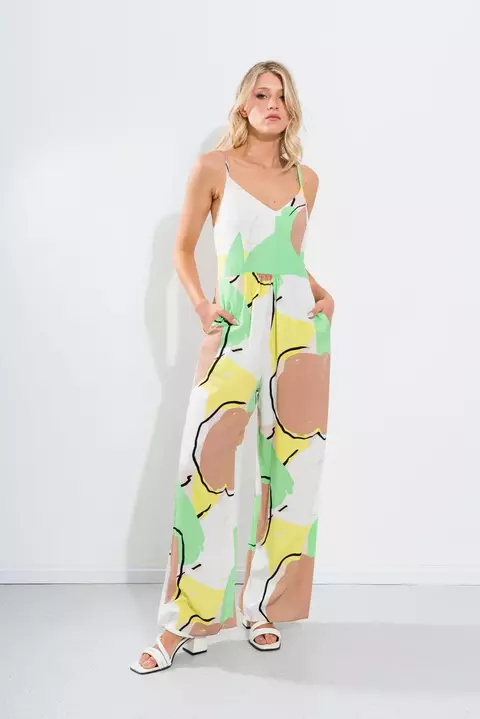 MONO0607 Mono largo de poplin estampado con bolsillos