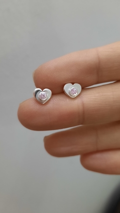Aros corazón con piedra - comprar online
