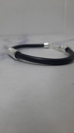 Pulsera de cuero mediano con dona ancha - comprar online