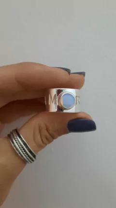 Anillo cinta AMOR con piedra natural - comprar online