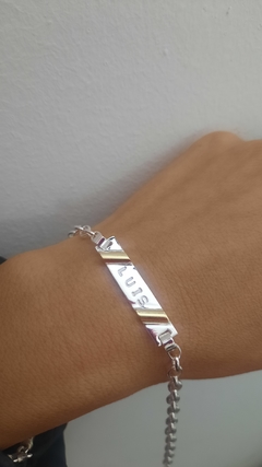 Pulsera Identidad adulto con aplique de oro - MP Joyas