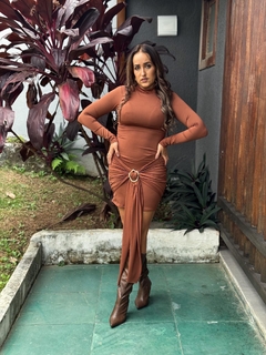 Vestido Eterno Fivelo Marrom - loja online