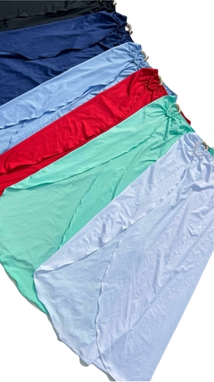 Saia Midi Azul Enseada Brick - comprar online