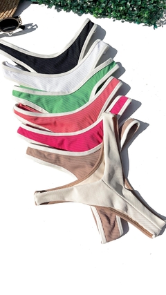 Biquini de Fita Rosado c/ Off Canelê Bicolor Asa Fio Duplo - comprar online