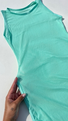 Vestido Tela Verde Água Brick - Aluvie