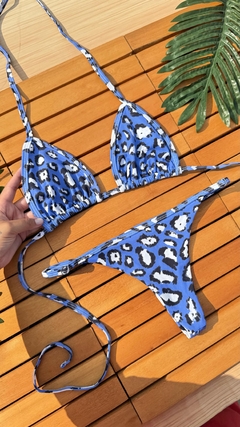 Biquini de Fita Onça Azul c/ Branca Tira c/ Regulador - Aluvie