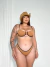 Biquini Maitê Amêndoa c/ Preto Asa Delta Viés (Alça Fixa) - comprar online