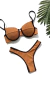 Biquini Maitê Amêndoa c/ Preto Asa Delta Viés (Alça Fixa) - comprar online