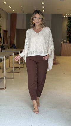 Calça Alfaiataria Ziper Barra Marrom - Flor de Elisa moda