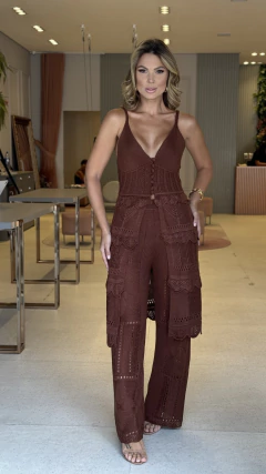 Imagem do Conjunto Tricot Max Bata & Calça Marrom