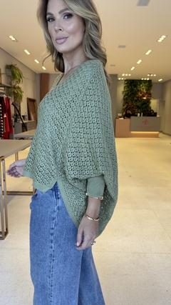 Imagem do Poncho Tricot Rendado Julia Verde