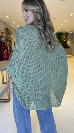 Poncho Tricot Rendado Julia Verde