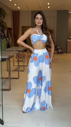 Conjunto Calça Pantalona & Top Floral
