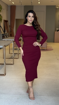 Vestido Manga Longa Canelado Amanda - comprar online