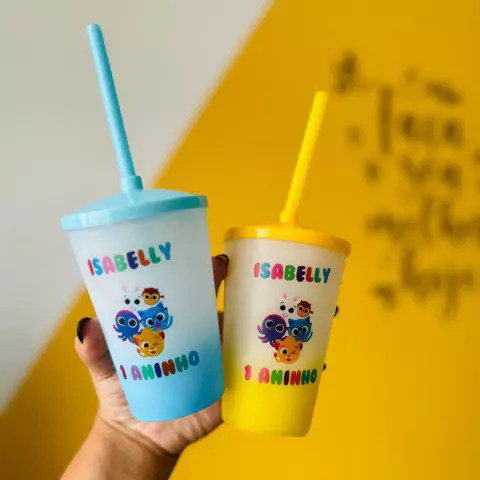 Copos Twister 500 ml Degradê ( com Tampa e Canudo )