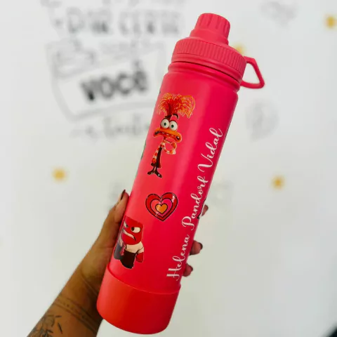 Garrafa Térmica com Alça e Suporte - Divertidamente