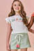 Conjunto de Blusa Boxy em Meia Malha e Shorts em Malha Vichy Textura 84761 Kukiê Infantil Menina