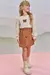 Conjunto de Blusa em Cotton com Saia em Veludo Cotelê Bordado 79194 Infanti Infantil Menina na internet