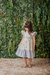 Imagem do Vestido bordado floral com linho azul - 8192