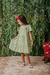 Vestido viscose xadrez verde com cereja crochê - 8177